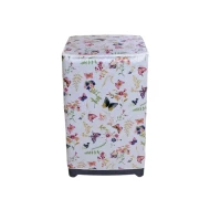 PEVA Top Load Washer Cover, White & Butterfly Floral, Waterproof Dust Cover with Zipper - 55x58x87cm