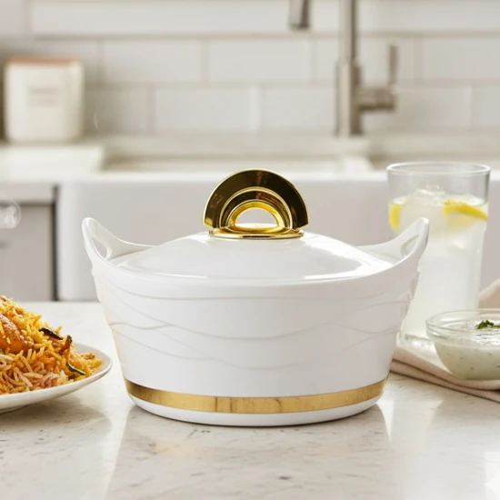 Majestic Insulated Hot Pot with Stainless Steel Lid & Bowl – 2.5L (2500ml), White