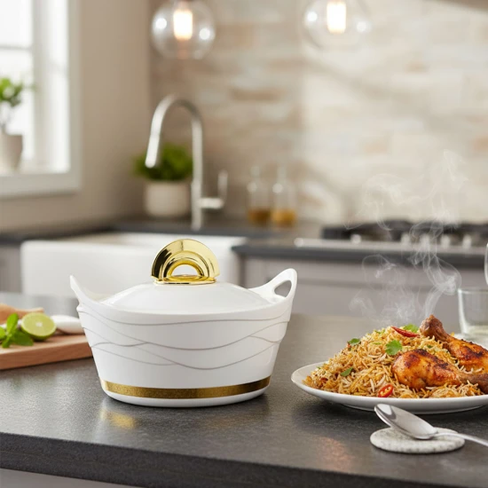 Majestic Insulated Hot Pot with Stainless Steel Lid & Bowl – 1L (100ml), White