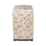 PEVA Top Load Washing Machine Cover, Cream & Pink Rose Floral Pattern, Waterproof Dust Cover with Zipper - 55x58x87cm