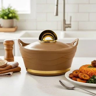 Majestic Insulated Hot Pot with Stainless Steel Lid & Bowl – 2.5L (2500ml), Brown