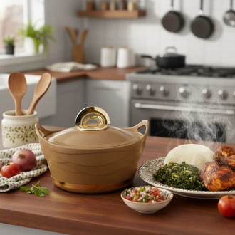 Majestic Insulated Hot Pot with Stainless Steel Lid & Bowl – 1L (100ml), Brown