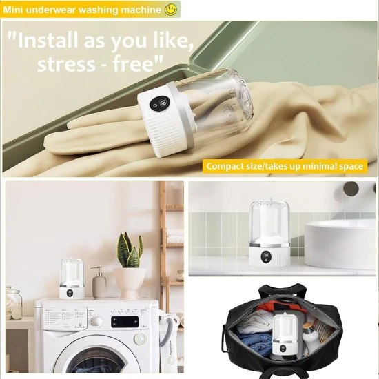 Cordless Underwear Washer with Laundry Cup – 1L Rechargeable Mini Washing Machine for Bras, Socks & Delicates Cordless Underwear Washer with Laundry Cup – 1L Rechargeable Mini Washing Machine for Bras, Socks & Delicates