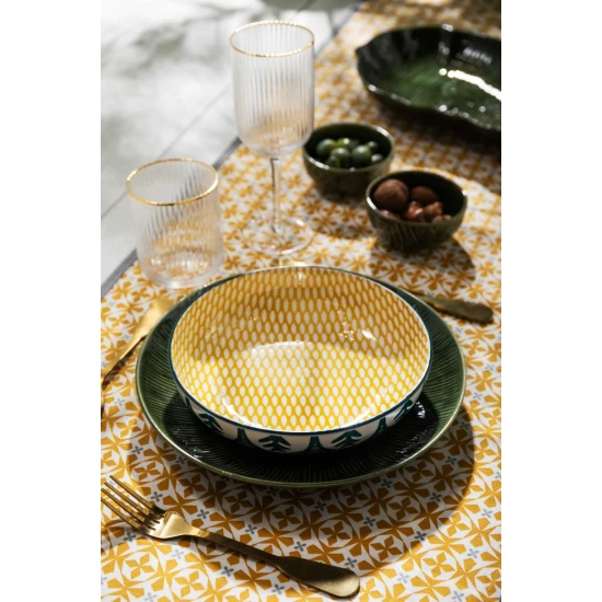 Mikasa Green Leaf Stoneware Bowl, 900ml, 21 x 5cm