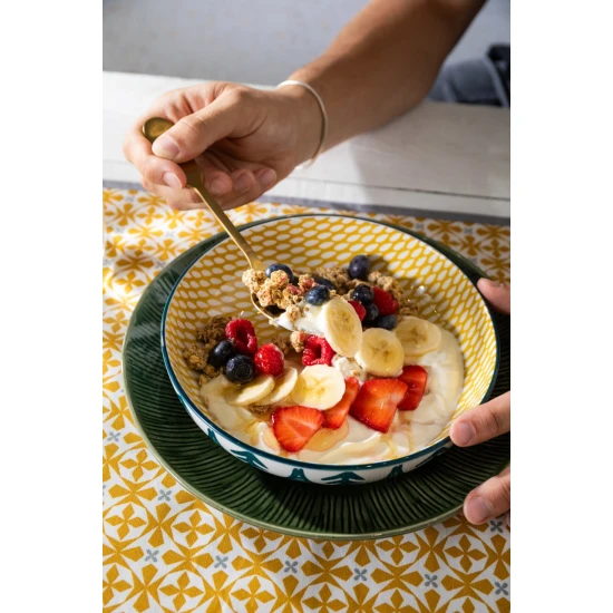 Mikasa Green Leaf Stoneware Bowl, 900ml, 21 x 5cm