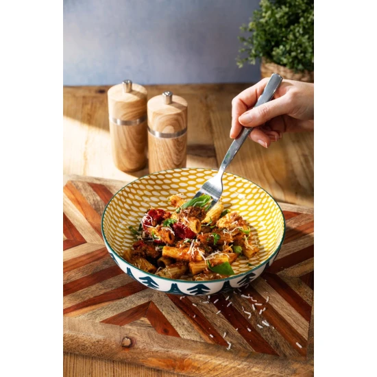 Mikasa Green Leaf Stoneware Bowl, 900ml, 21 x 5cm