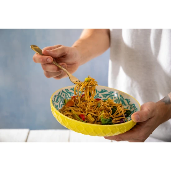 Mikasa Coupe Bowl 21cm Yellow Blue Geometric