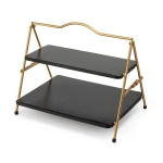 Artesà 2 Tier Gold and Black Metal Serving Stand, 39.3 x 26cm