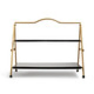 Artesà 2 Tier Gold and Black Metal Serving Stand, 39.3 x 26cm