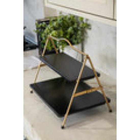 Artesà 2 Tier Gold and Black Metal Serving Stand, 39.3 x 26cm