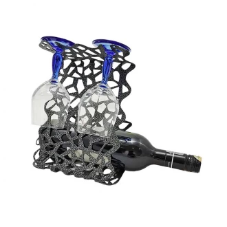 Zuri Wine & Glass Holder Silver - Made in Kenya