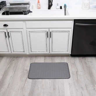 Kittrich Stephan Roberts Anti-Fatigue Kitchen Faux Leather Non-Skid Cushioned Comfort Mat, 18" x 30", Grey