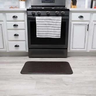 Kittrich Stephan Roberts Anti-Fatigue Kitchen Faux Leather Non-Skid Cushioned Comfort Mat, 18" x 30", Crocodile Dark Brown