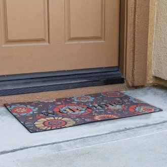 Kittrich Stephan Roberts Recycled Rubber Doormat Eco-Friendly Decorative Floor Mat, 18'' x 30'', Medallion