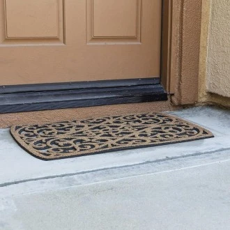 Kittrich Stephan Roberts Recycled Rubber Doormat Eco-Friendly Decorative Floor Mat, 18'' x 30'', Coconut Shell