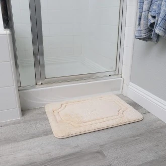 Kittrich Stephen Roberts Luxurious Memory Foam Bath Mat with Water Shield Technology, 17" x 24", Antique White