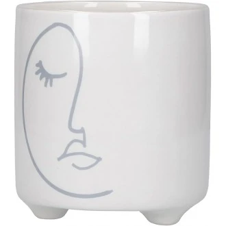 KitchenCraft Mini Ceramic Planter with Abstract Face Design