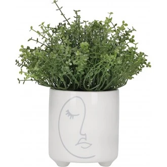 KitchenCraft Mini Ceramic Planter with Abstract Face Design