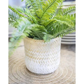 Kitchen Craft Bamboo Natural Woven Planter with White and Brown Ombre Design