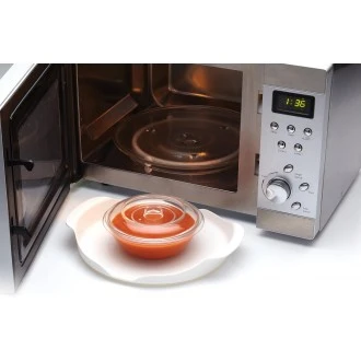 KitchenCraft Microwave Carrying Tray with contoured Handles, Non-Slip feet, Ideal for Food containers, Soups, 23 cm (9"), White