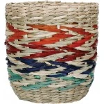 Kitchen Craft Woven Seagrass Planter with Rainbow Stripe Design