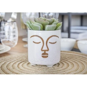 Kitchen Craft Mini Ceramic Planter with Terracotta Face Design