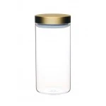 MasterClass Airtight Large Glass Food Storage Jar with Brass Lid, 1.5 litre (2¾ pint) capacity