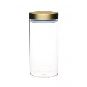 MasterClass Airtight Large Glass Food Storage Jar with Brass Lid, 1.5 litre (2¾ pint) capacity