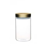 MasterClass Airtight Medium Glass Food Storage Jar with Brass Lid,1 Litre (1.75 Pints)