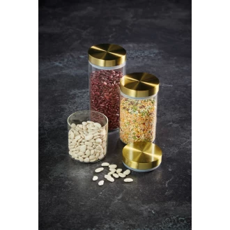 MasterClass Airtight Medium Glass Food Storage Jar with Brass Lid,1 Litre (1.75 Pints)