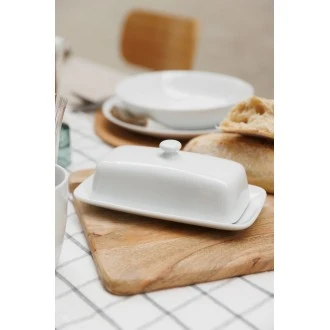 Mikasa Chalk Porcelain Butter Dish, 21cm, White