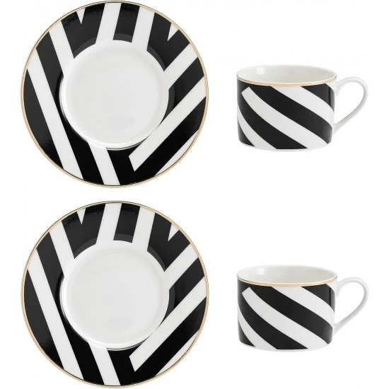 Shop quality Mikasa Luxe Deco Fine China Tea Cups and Saucers with Geometric Stripe, Set of 2, 200ml-Gift Boxed in Kenya from vituzote.com Shop in-store or online and get countrywide delivery!
