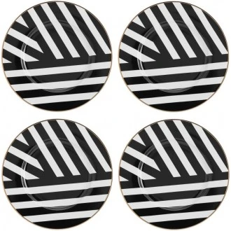 Mikasa Luxe Deco 4-Piece Fine China Side Plate Set, 21cm, Gift Boxed