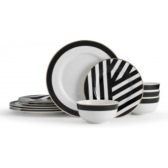 Mikasa Luxe Deco 12 Piece Fine China Dinner Set, Gift Boxed