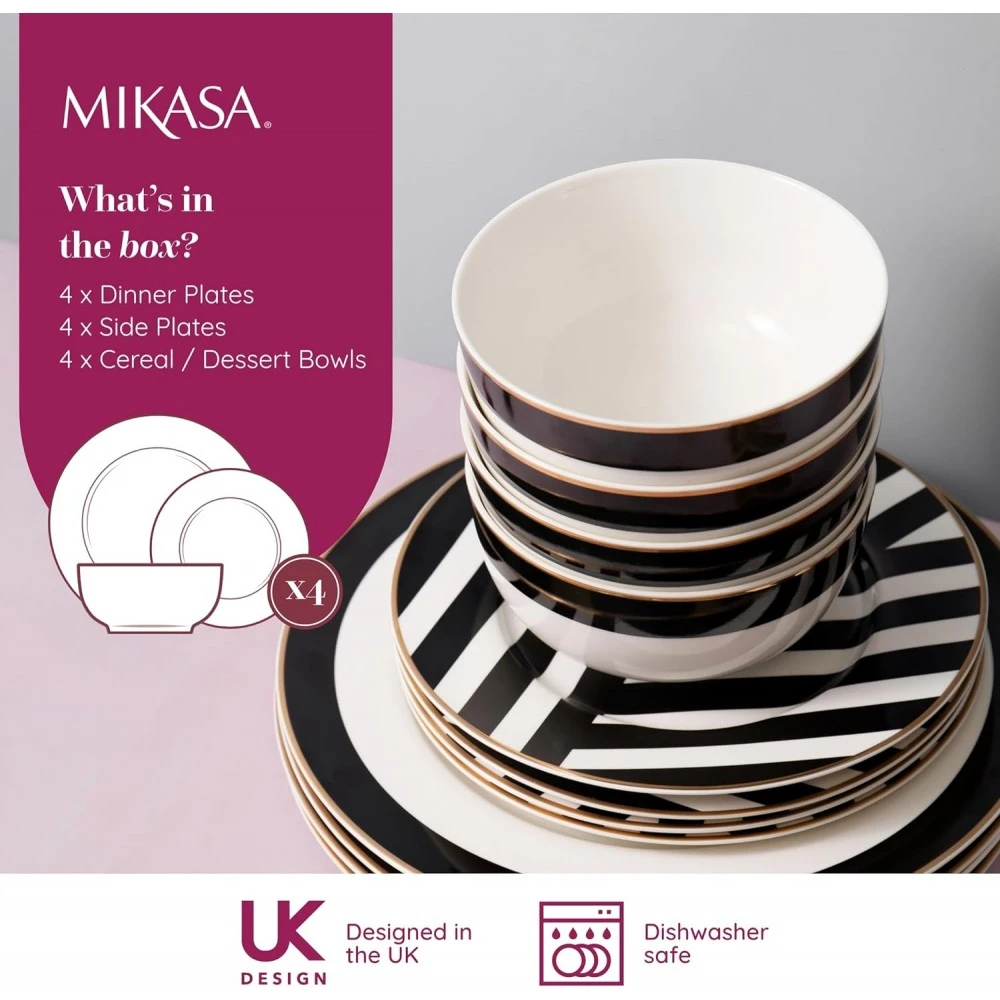 Dinner Sets Mikasa Luxe Deco 12 Piece Fine China Dinner