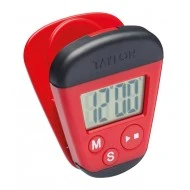 Taylor Pro Digital Kitchen Timer with Stopwatch Function, with Clip for Notes and Magnetic Back, Portable, with Countdown Function, Red/Black