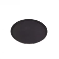 Neville Genware Gengrip Non-Slip Fibreglass Round Tray, 16",  Black 