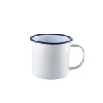 Neville Genware Enamel Mug White with Blue Rim, 36cl/12.5oz