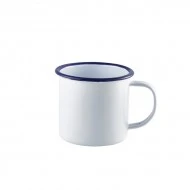 Neville Genware Enamel Mug White with Blue Rim, 36cl/12.5oz