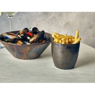 Neville Genware Terra Porcelain Black Chip Cup 30cl/10.5oz