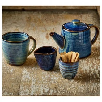 Neville Genware Terra Porcelain Aqua Blue Dip Pot 8.5cl/3oz