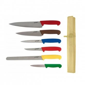 Neville Genware 6 Piece Colour Coded PROFESSIONAL Knife Set + Knife Wallet