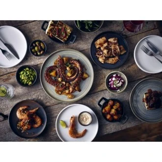 Nevill Genware Terra Porcelain Black Low Presentation Plate, 18cm 
