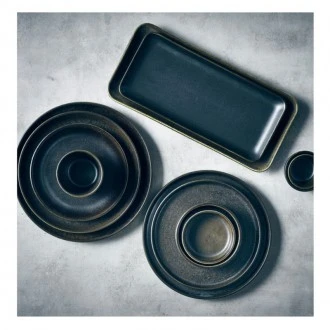 Neville Genware Terra Porcelain Black Narrow Rectangular Platter,  27 x 12.5cm 