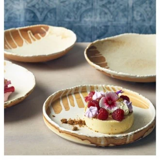 Neville Genware Terra Porcelain Roko Sand Presentation Plate, 21cm