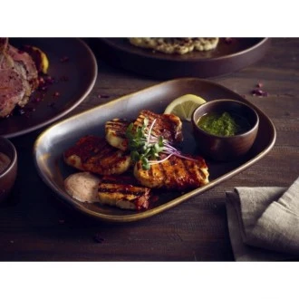 Neville Genware Terra Porcelain Rustic Copper Rectangular Plate, 29 x 19.5cm