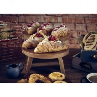 Neville Genware Acacia Wood Round Buffet Riser, 25cm 