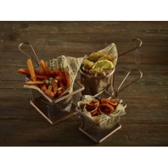 Neville Genware Copper Serving Fry Basket Round 9.3 x 9cm
