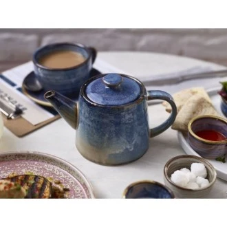 Neville Genware Terra Porcelain Aqua Blue Teapot 50cl/17.6oz