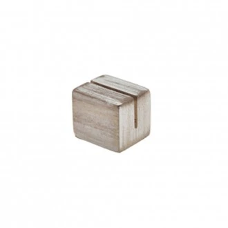 Neville Genware White Wash Acacia Wood Sign Holder 3 x 2.5 x 2.5cm